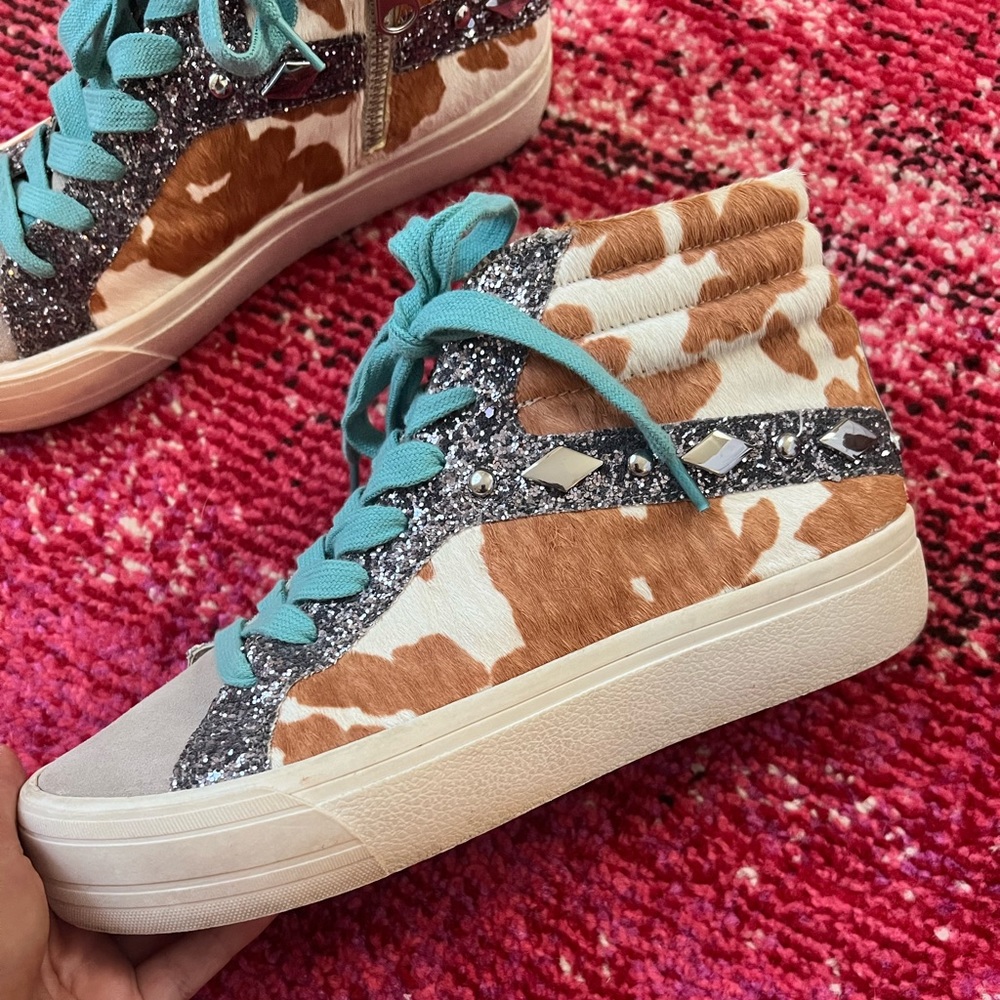 Gianni Bini Leather Cowhide Hightop Sneakers